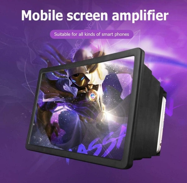 3D Screen Magnifier Box & Screen Enlarged Expander Amplifier with Eyes Protection, Foldable Stand Screen Expander Support for All Smartphones