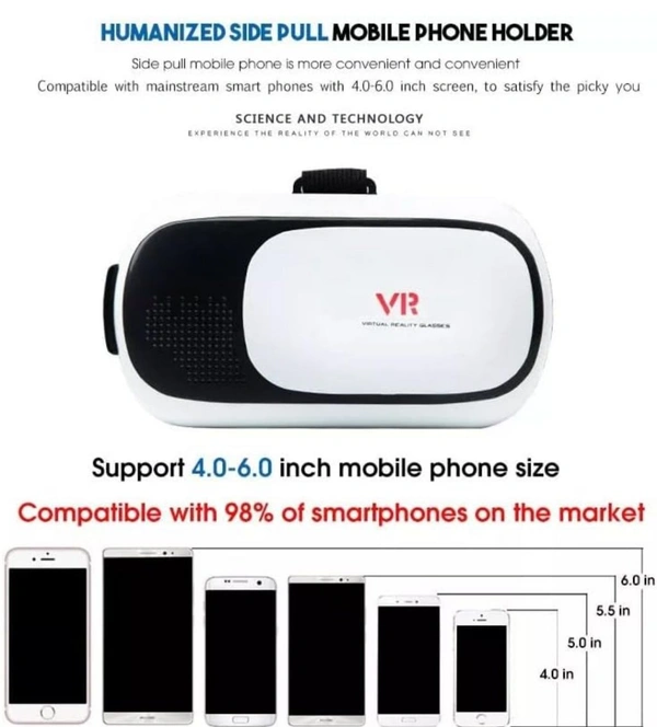 VR Headset Compatible with iPhone & Android | Virtual Reality Goggles for 4.7”-6.5” Cell Phone - Best Set Glasses | Gift for Kids and Adults for 3D Gaming and VR Videos