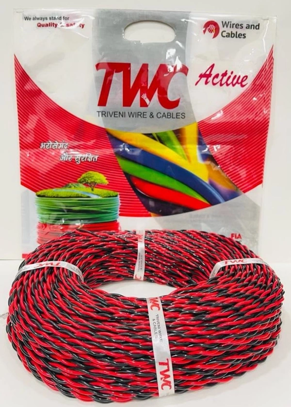 TWC Active Flexible Double Core Electrical Wire |Assorted, 1 Meter |PVC electrical insulated copper wire | Cable for Domestic & Industrial Connection purpose | Flame Resistant 