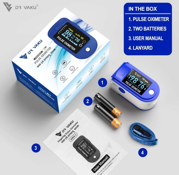 Swadesi Pulse Oximeter Fingertip, Blood Oxygen Saturation Monitor Fingertip, Blood Oxygen Meter Finger Oximeter Finger with Pulse, with Four Color TFT Screen [Battery Included] - Blue