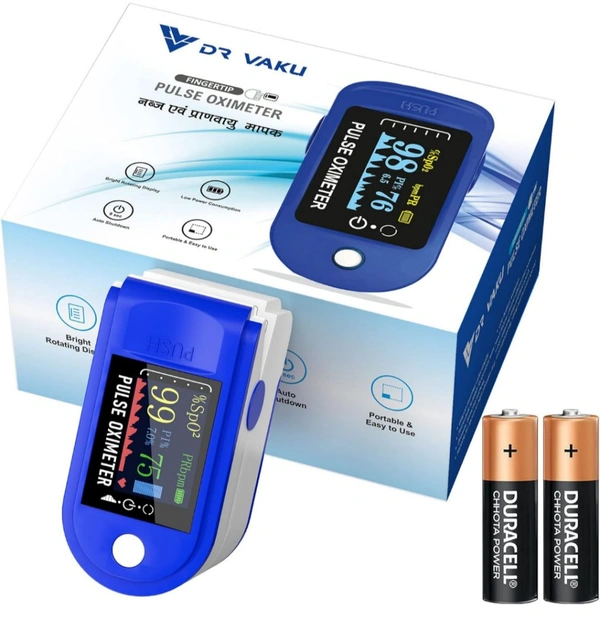 Swadesi Pulse Oximeter Fingertip, Blood Oxygen Saturation Monitor Fingertip, Blood Oxygen Meter Finger Oximeter Finger with Pulse, with Four Color TFT Screen [Battery Included] - Blue