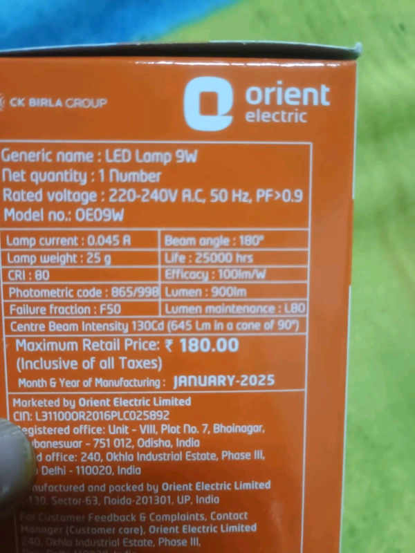Orient Led Bulb 9 Volt 
