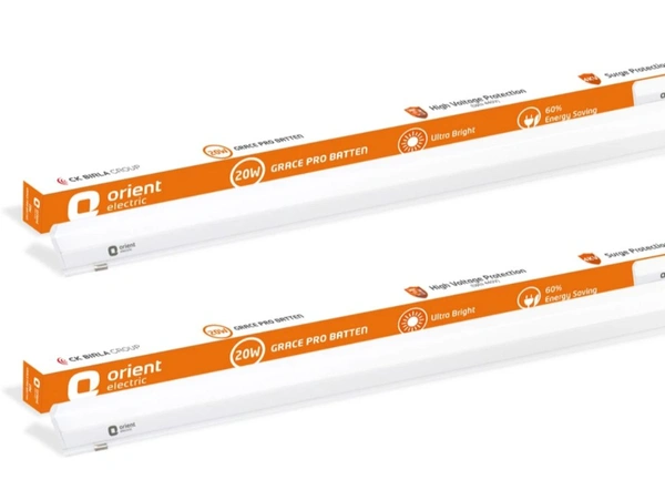 Orient Electric Grace Pro 20W LED Batten| 2000 lumens Bright Light Output| LED tubelight for Home| Sleek & Stylish Design| Non-breakable Polycarbonate housing | Pack of 1