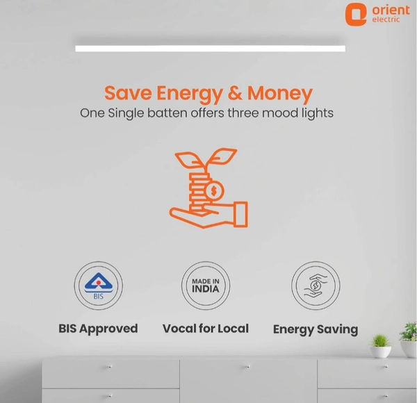 Orient Electric Grace Pro 20W LED Batten| 2000 lumens Bright Light Output| LED tubelight for Home| Sleek & Stylish Design| Non-breakable Polycarbonate housing | Pack of 1