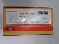 Vankon 6A 5 Pin Non Moduler Electrical Socket, White Colour, Polycorbonate Body, Heavy Duty, Suitable for Home & Office Use with Screws