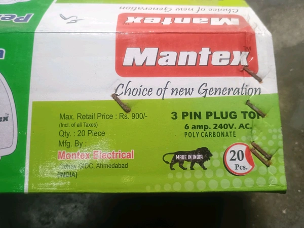 Mantex 16A 3 Pin Plug Top 240V (White, Pack of 1)