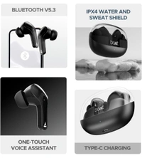 Boat boAt Airdopes 311 Pro, 50HRS Battery, Fast Charge, Dual Mics ENx Tech, Transparent LID, Low Latency, IPX4, IWP Tech, v5.3 Bluetooth Earbuds, TWS Ear Buds Wireless Earphones with mic (Active Black) - Black