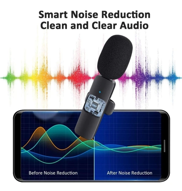 TOURISTIANO Wireless Collar Mic for Type-C Android Cell Phone,Tablets & iPhone Supported Lavalier (Lightning (Lightning 1 Mic) - Black