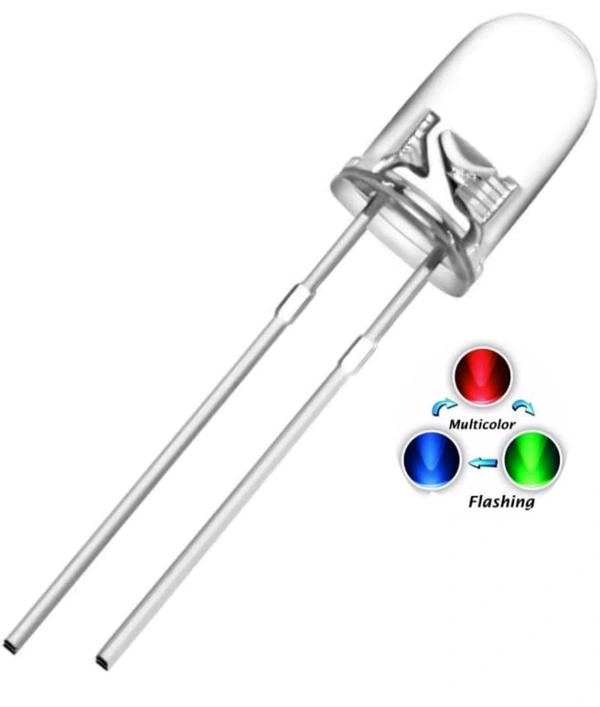 Accessories Roy 1Pieces RGB Auto colour changing (RED+BLUE+GREEN) Led diode 5mm, 2 Pin Flashing Transparent clear Light emitting diode