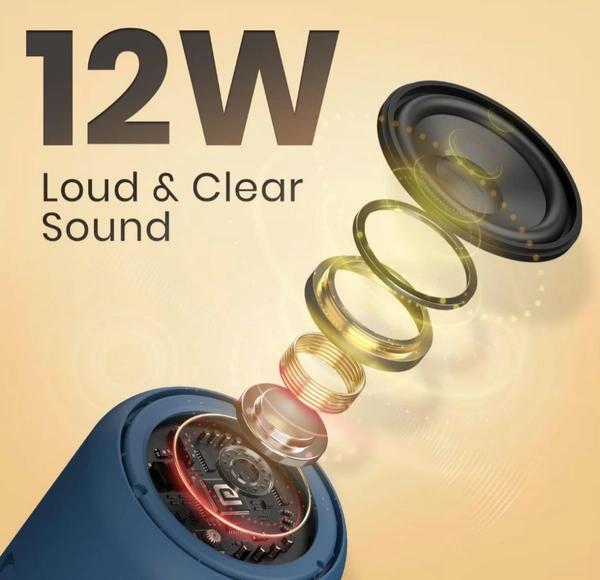 Portronics SoundDrum 1 12W TWS Portable Bluetooth Speaker with Powerful Bass, Bluetooth 5.3V, 360° Surround Sound, USB Drive in, Type C Fast Charging(Blue)