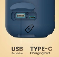 Portronics SoundDrum 1 12W TWS Portable Bluetooth Speaker with Powerful Bass, Bluetooth 5.3V, 360° Surround Sound, USB Drive in, Type C Fast Charging(Blue)