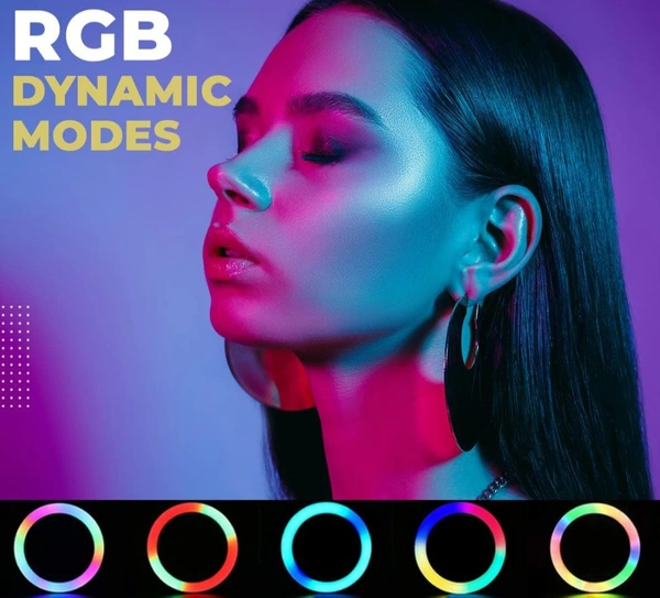Accessories Roy 18 Inch Multi-Color LED Ring Light with Remote Control & Three Smartphone Holder - Adjustable Color Temperature & Brightness, 360° Adjustment - Video & Photoshoot (Without Stand)