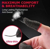 Accessories Roy  Gaming Thumb & Finger Sleeves – Anti-Slip, Sweat-Proof, High Precision for PUBG, COD, Freefire & Other Mobile Games – Breathable, Washable & Universal Fit – 2 Pairs