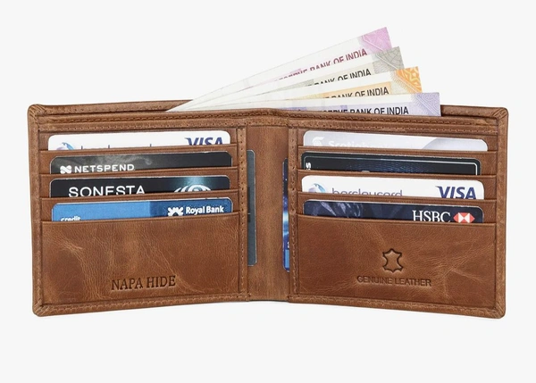 Accessories Roy Original Leather Wallet for Men I Handcrafted I Credit/Debit Card Slots I 2 Currency Compartments I 2 Secret Compartments (Tan Crunch)