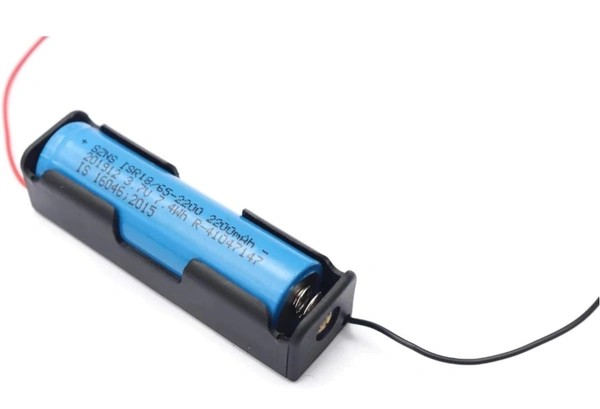 Accessories Roy 18650 Single Cell Lithium Battery Holder - for 3.7V li-ion Plastic case with Lead Wire Hard pin Spring Retention - Black