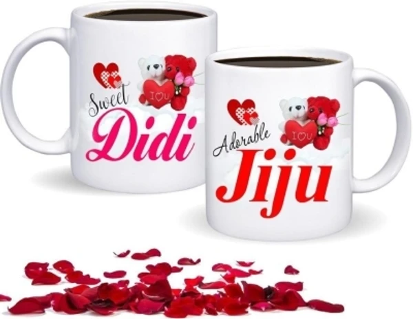 Ridhi Sidhi Design DIDI JIJU Printed Ceramic Coffee, Anniversary Gift, Birthday Gift, RAKSHA BANDHAN (330 ml, Pack of2)