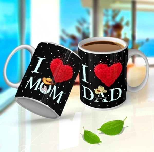 Gift Mafia gift mafia MOM DAD ceramic coffee, Anniversary, Birthday, Father's Day, Mother's Day, Tea Cup (330 Ml Each) Set Of 2 mug Ceramic Coffee Mug