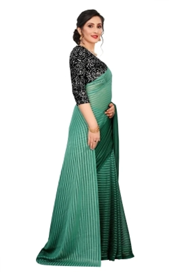 SAREEYA 16 SAREEYA16 Striped Daily Wear Georgette Chiffon Blend Saree