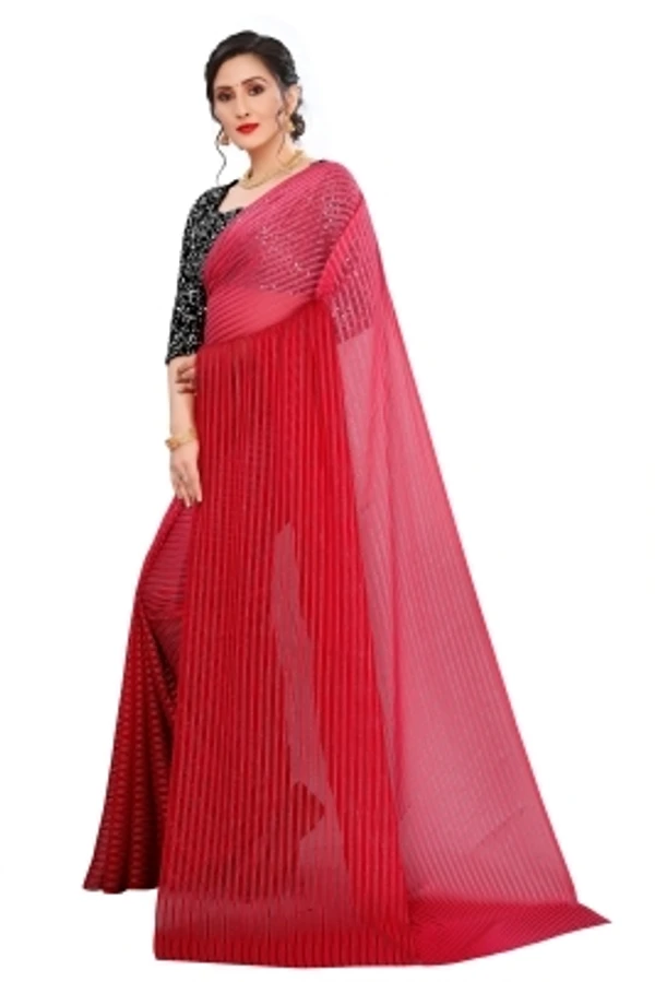 SAREEYA 16 SAREEYA16 Striped Daily Wear Georgette Chiffon Blend Saree