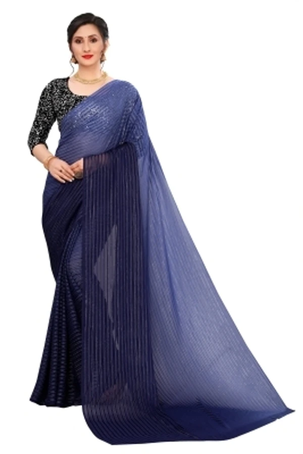 SAREEYA 16 SAREEYA16 Striped Fashion Georgette Chiffon Blend Saree