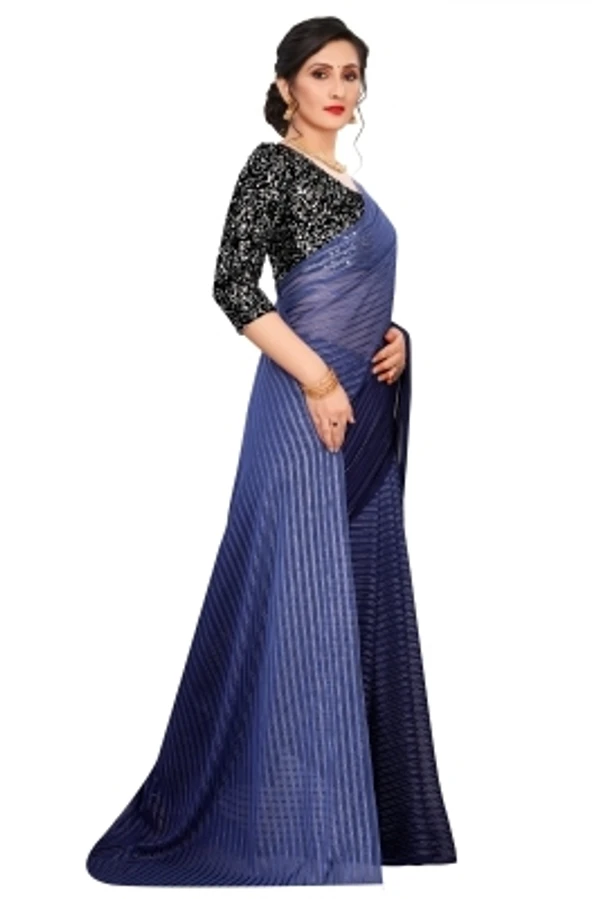 SAREEYA 16 SAREEYA16 Striped Fashion Georgette Chiffon Blend Saree