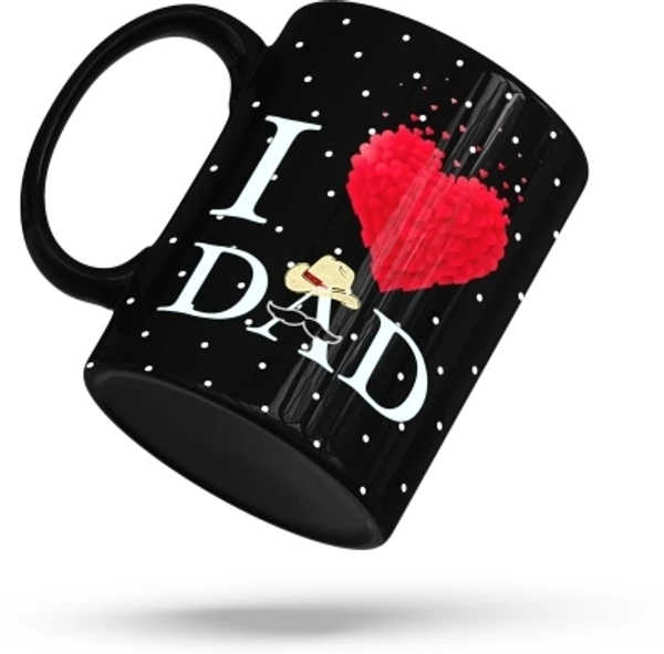 Ridhi Sidhi Design I LOVE MOM DAD Black Ceramic Coffee, Gift for Parents, Anniversary, Birthday, Mummy Papa Set of 2