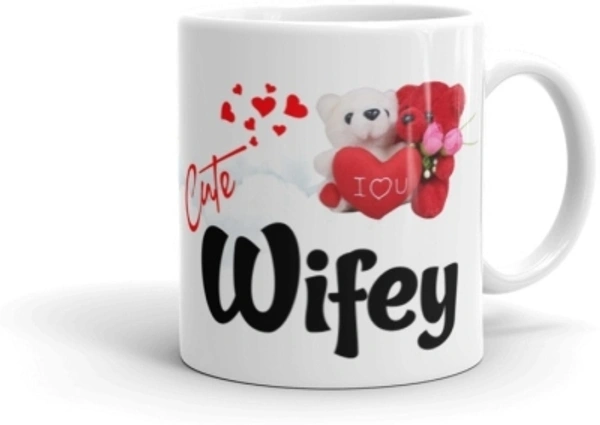 Ridhi Sidhi Design Wifey Hubby Printed Couple Coffee Tea Cup for Husband, Wife On Marriage, Anniversary, Birthday ( Ceramic Coffee (330 ml, Pack of 2) - cash on delivery