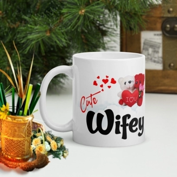 Ridhi Sidhi Design Wifey Hubby Printed Couple Coffee Tea Cup for Husband, Wife On Marriage, Anniversary, Birthday ( Ceramic Coffee (330 ml, Pack of 2) - cash on delivery