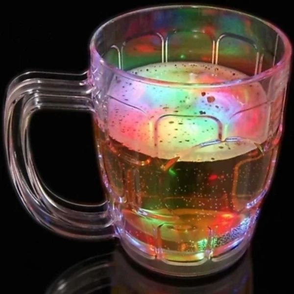 Flipace Led Glass Cup Inductive Rainbow Color Changing Flashing Light Up Plastic (250 ml) (Pack of 6)