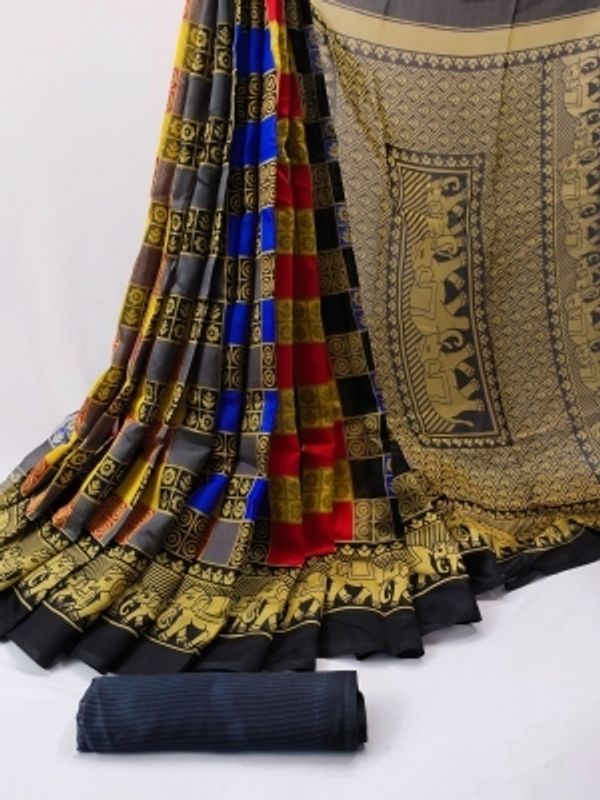 Abc1340 Checkered Bhagalpuri Art Silk, Cotton Silk SareeColor: Black, Navy Blue, PurpleStyle Code :SP_F_1550_1Pattern :CheckeredPack of :1Secondary Color :BlackOccasion :Party & FestiveConstruction Type :Bandhani||Bhagalpuri||Everyday Casual||Festive Look||Floral prints||For Daywear||Geometric Print||Geometrical Pattern||Kalamkari||Kanjeevaram||Occasional Sari/Party Sari||Silk||Silk collec