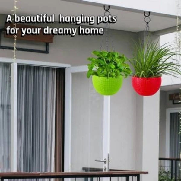 Sph Hanging Baskets Waven FlowerPot with Hanging Chain