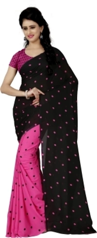 Anand Sarees Polka Print Daily Wear Georgette Saree - free size, red, cash On delivery
