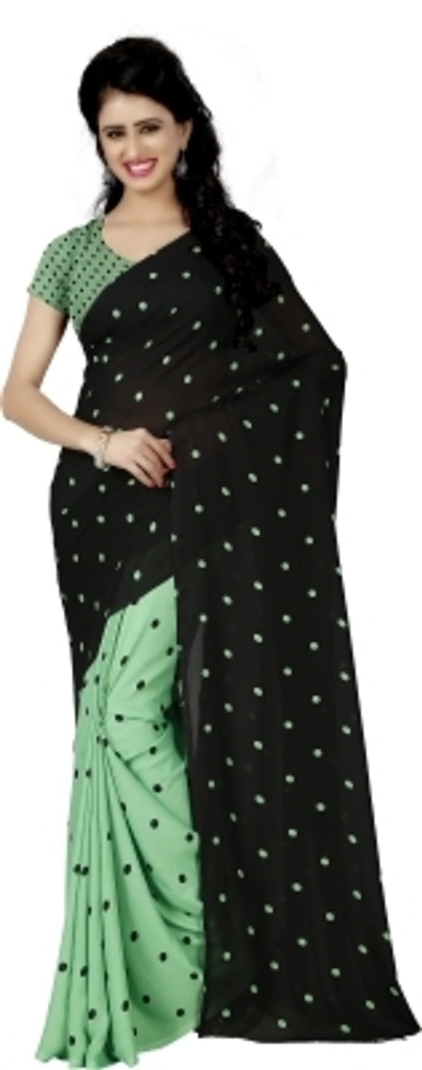 Anand Sarees Polka Print Daily Wear Georgette Saree - free size, pista green, cash On delivery