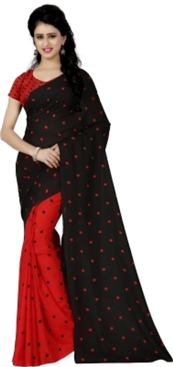 Anand Sarees Polka Print Daily Wear Georgette Saree - free size, pink, cash On delivery