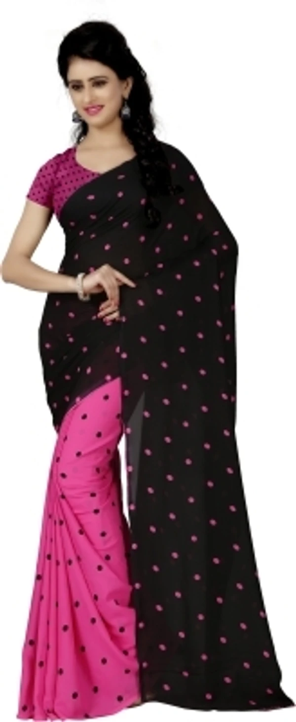 Anand Sarees Polka Print Daily Wear Georgette Saree - free size, pink, cash On delivery