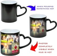 Personalized Masters 10 PHOTOS CUSTOMISED HEART HANDLE COLOUR CHANGING SURPRISE MAGIC MUG Ceramic Coffee Mug - Cash On delivery