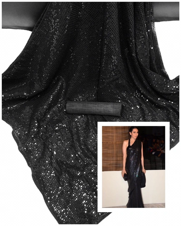 Ready To Wear Ns 26 Sequence Work Saree - Waist Size Need, Black, Online Payment