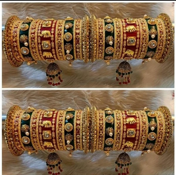 Anchal Bangles For Wedding - 2.2, red and green comition