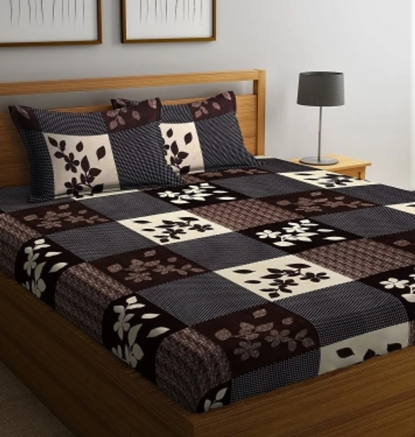 Sk  120 TC Polycotton Double 3D Printed BedsheetColor: Brown, Beige, White redSize: Double, Double KingSales Package :1 Double Bed Sheet with 2 Pillow CoversNumber of Bedsheets :1Color :Brown, BeigeType :FlatSize :DoubleCharacter :Soft Double Bedsheet With 2 Pillow CoversMaterial :Polycotton7 Days Return Policy, No questions asked.