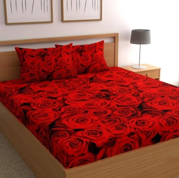 Sk  104 TC Microfiber Double 3D Printed BedsheetColor: RedSize: DoubleSales Package :Double Bedsheet- One Bed-sheet with Two Pillow CoversNumber of Bedsheets :1Color :RedType :FlatSize :DoubleMaterial :MicrofiberThread Count :1047 Days Return Policy, No questions asked.