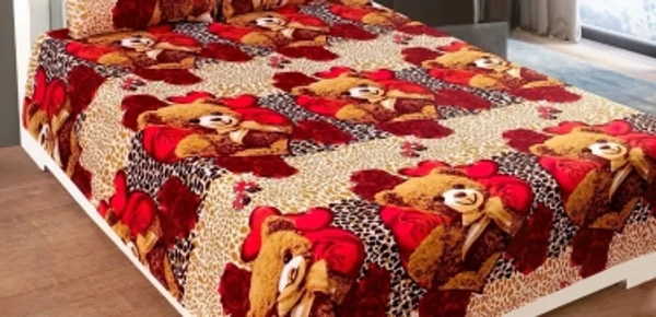 kajims 144 TC Cotton King Cartoon Flat BedsheetColor: Brown, Red Heart And Red Roses, TaadySize: KingFlat (L x W): 228 cm x 223 cmMaterial: CottonIncludes: Number of Bedsheets: 1, Number of Pillow Covers: 2Thread Count: 144Color: Red Heart And Red Roses, Brown, Taady7 Days Return Policy, No questions asked. - King