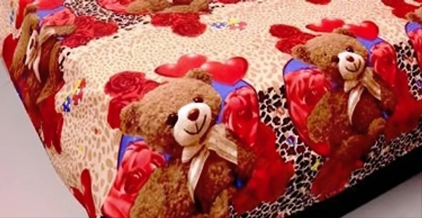 kajims 144 TC Cotton King Cartoon Flat BedsheetColor: Brown, Red Heart And Red Roses, TaadySize: KingFlat (L x W): 228 cm x 223 cmMaterial: CottonIncludes: Number of Bedsheets: 1, Number of Pillow Covers: 2Thread Count: 144Color: Red Heart And Red Roses, Brown, Taady7 Days Return Policy, No questions asked. - King