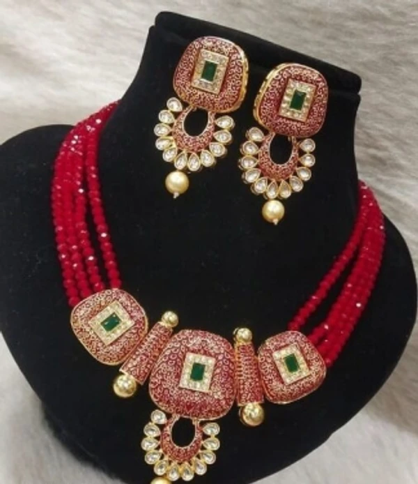 Alloy Jewel SetColor :Red, MaroonColor Code :Red, MaroonModel Number :JewellerySet34Sales Package Id :2Type :Earring & Necklace SetBase Material :AlloyPlating :Gold-plated7 Days Return Policy, No questions asked.