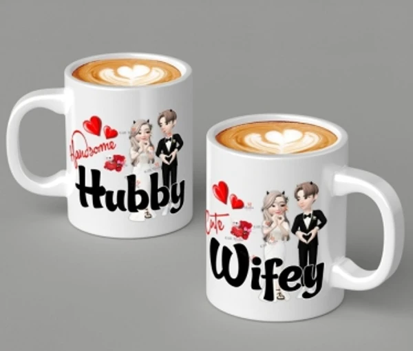 Ridhi Sidhi Design Wifey Hubby Printed Couple Coffee Tea Cup for Husband, Wife On Marriage, Anniversary, Birthday ( Ceramic Coffee (330 ml, Pack of 2) (RSD004) Ceramic Coffee MugMade of: CeramicType: Coffee MugMicrowave SafeCapacity: 330 mlPack of: 27 Days Return Policy, No questions asked.Hurry, Only a few left!