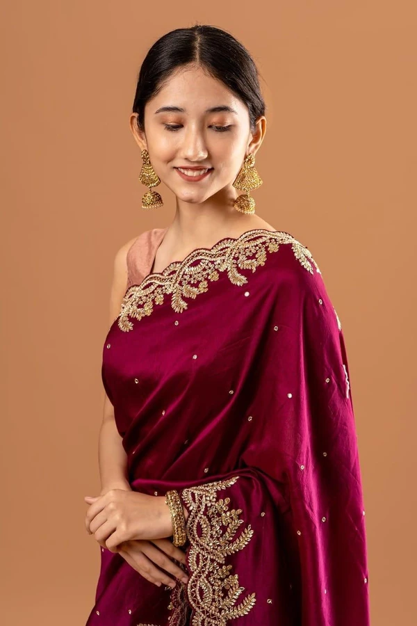 🔰 *Saree :- Heavy Black Rangoli With Beautiful Embroidery Sequance + Zari In Border Cut Work And Rivet Work*🔰 *Blouse :- Heavy Satin Silk With Embroidery Thread + Zari + Sequance Work*📍 _*Blouse Unstitched*_      * *Once Give Opportunity, Coustomer Satisfaction Is Our Goal*