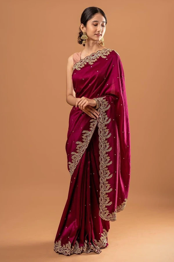 🔰 *Saree :- Heavy Black Rangoli With Beautiful Embroidery Sequance + Zari In Border Cut Work And Rivet Work*🔰 *Blouse :- Heavy Satin Silk With Embroidery Thread + Zari + Sequance Work*📍 _*Blouse Unstitched*_      * *Once Give Opportunity, Coustomer Satisfaction Is Our Goal*