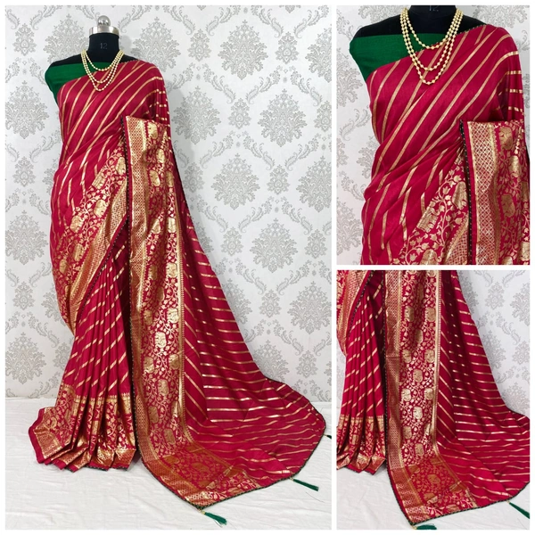 *Catlouge - savita*🌹 *👉New Lunching dola Lehriya saree*👉 *Fabric = Details:HEAVY DOLA SILK WITH LEHRIYA PRints with STYLISH LOOK pallu Latkan*👉NICE COLOUR MATCHING👉 *BLOUSE : Banglory* 👉*👉Book fast👉Full set ready👉Single also👉Ready stock - A