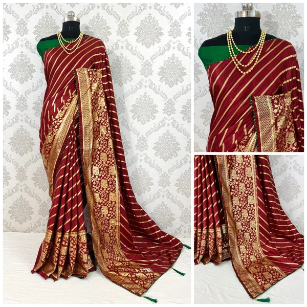 *Catlouge - savita*🌹 *👉New Lunching dola Lehriya saree*👉 *Fabric = Details:HEAVY DOLA SILK WITH LEHRIYA PRints with STYLISH LOOK pallu Latkan*👉NICE COLOUR MATCHING👉 *BLOUSE : Banglory* 👉*👉Book fast👉Full set ready👉Single also👉Ready stock - D