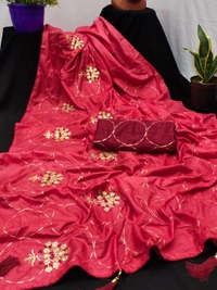 *we launching back to back Superhit collection**NAKODA MADHURI* *👉orignal dolla  SAREES wITH traditional multi stich embroidery work  with piping  n latkans  pallu*❣️❣️*👉Blouse=  Unstiched BANGLORY SATIN with embroidery blouse* *👉PUT IN YOUR STAUTS DEFINITELY YOU GET ORDERS*😍 .... NO LESS For anyone*   *👉UNBEATABLE PRICES GRAB SOON belive only original dont g - A