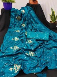 *we launching back to back Superhit collection**NAKODA MADHURI* *👉orignal dolla  SAREES wITH traditional multi stich embroidery work  with piping  n latkans  pallu*❣️❣️*👉Blouse=  Unstiched BANGLORY SATIN with embroidery blouse* *👉PUT IN YOUR STAUTS DEFINITELY YOU GET ORDERS*😍 .... NO LESS For anyone*   *👉UNBEATABLE PRICES GRAB SOON belive only original dont g - A